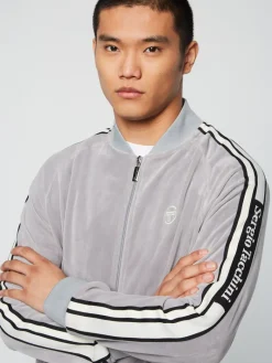 Clearance Pereto Velour Track Jacket- Sleet Jackets