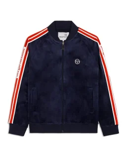 Best Pereto Velour Track Jacket- Maritime Blue Velour