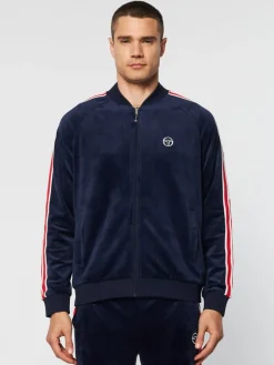 Best Pereto Velour Track Jacket- Maritime Blue Velour