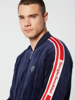 Discount Pereto Velour Track Jacket- Maritime Blue Jackets