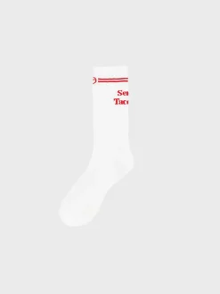 Outlet Prep Crew High Socks- White For The Court