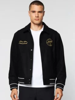 Best Prep Wool Varsity Jacket- Black Jackets