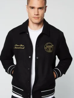 Best Prep Wool Varsity Jacket- Black Jackets