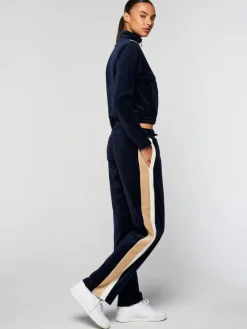 Outlet Rosa Velour Track Pant- Maritime Blue Velour