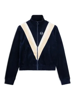 Sale Sara Velour Track Jacket- Maritime Blue Velour