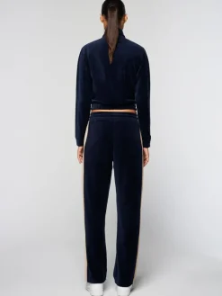 Sale Sara Velour Track Jacket- Maritime Blue Velour