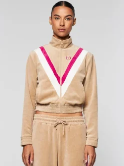 Discount Sara Velour Track Jacket- Humus Velour