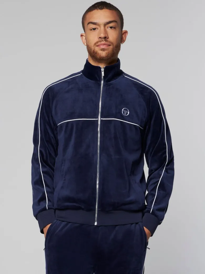 Best Sovana Velour Track Jacket- Maritime Blue Velour