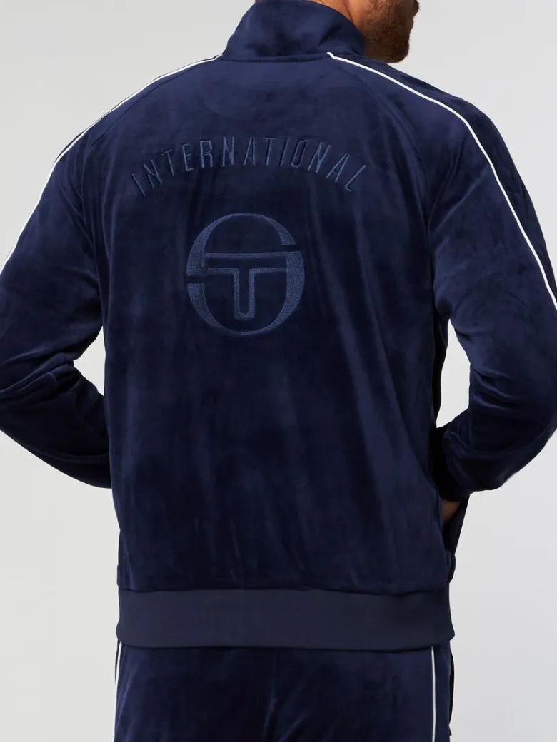 Best Sovana Velour Track Jacket- Maritime Blue Velour