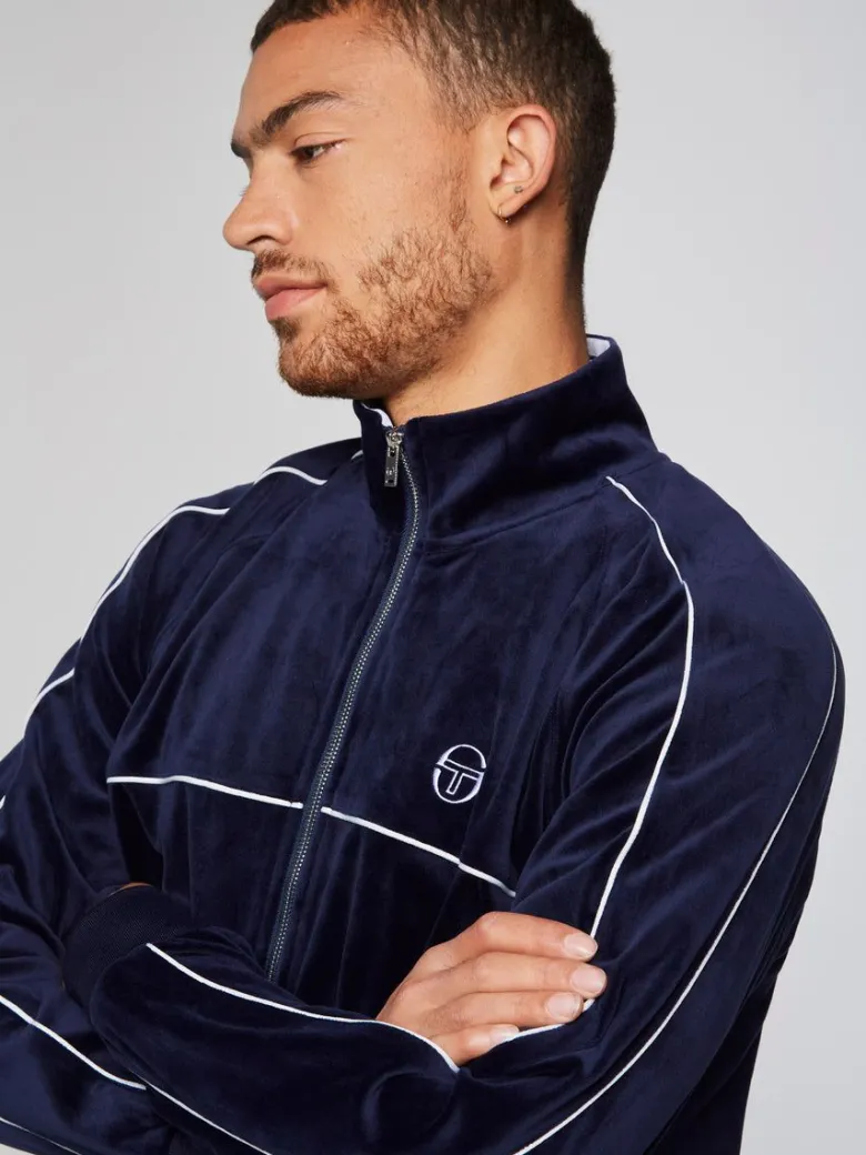Best Sovana Velour Track Jacket- Maritime Blue Velour