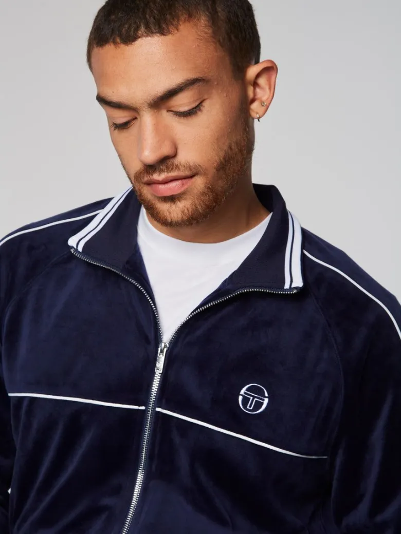 Best Sovana Velour Track Jacket- Maritime Blue Velour