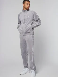 New Sovana Velour Track Jacket- Sleet Velour