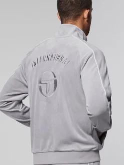 New Sovana Velour Track Jacket- Sleet Velour