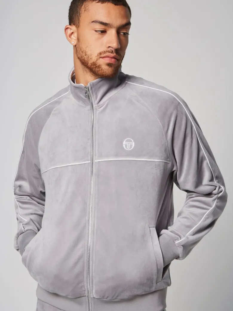 New Sovana Velour Track Jacket- Sleet Velour