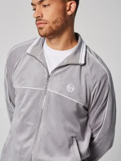 New Sovana Velour Track Jacket- Sleet Velour