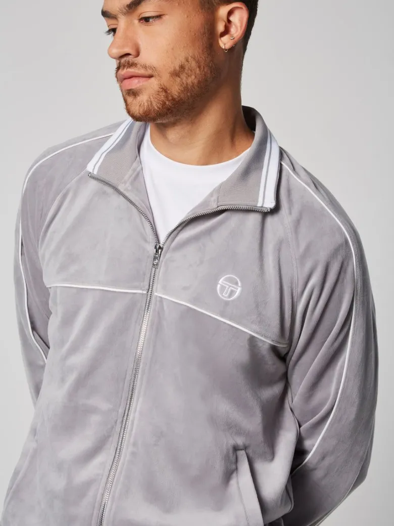 New Sovana Velour Track Jacket- Sleet Velour