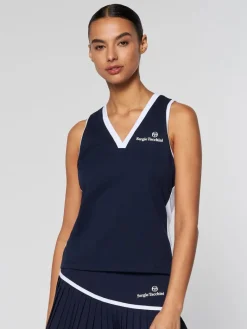 Online Women'S Vigentino Tennis V-Neck Tank Top- Maritime Blue Tops And Sports Bras
